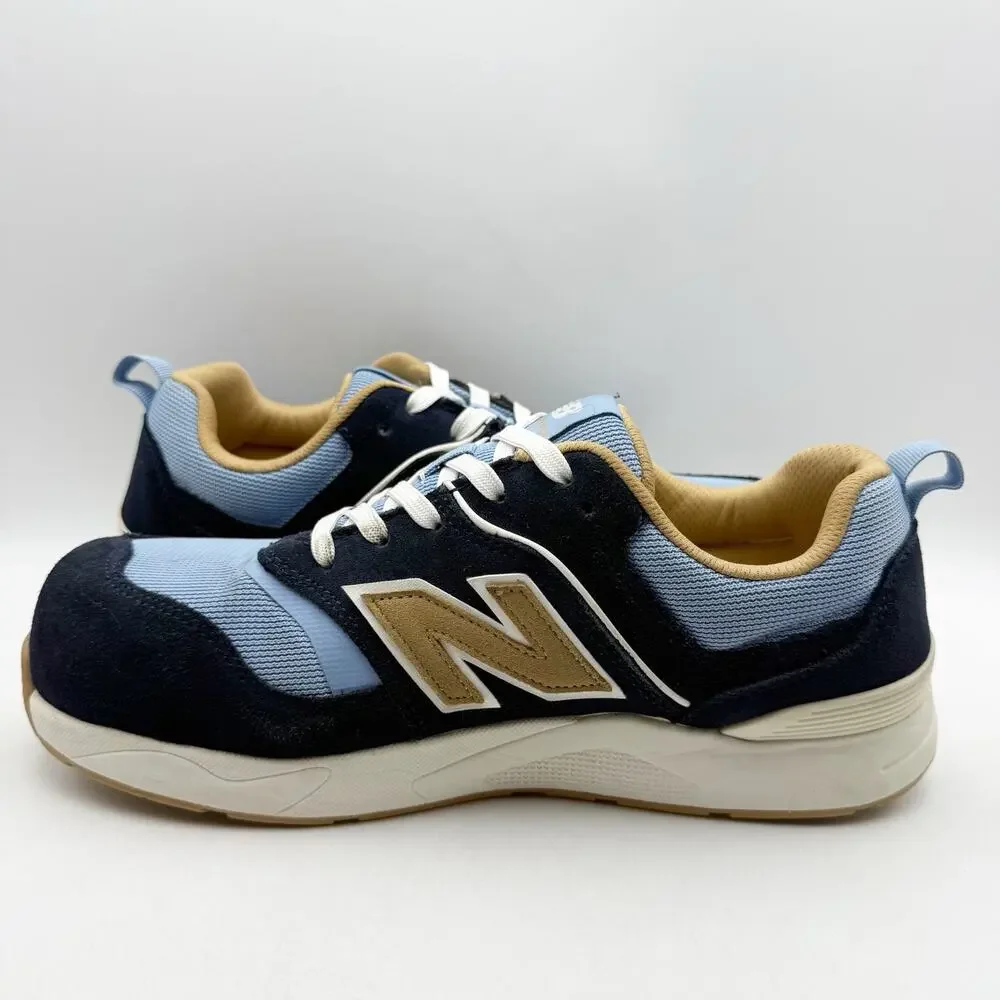 New Balance Mens Work Elite Lite Composite Toe Sneaker 9.5 Brown Blue Suede EUC